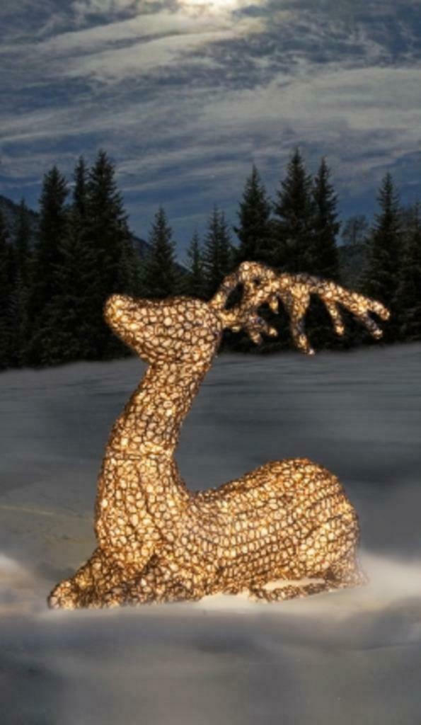 Exclusief Groot Liggend Led-Rendier In Glasoptiek. 400 Led's, Diversen, Kerst, Ophalen of Verzenden, Nieuw