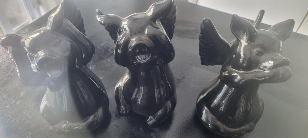 3delig set beeldjes varken horen-zien-zwijgen, Enlèvement, Comme neuf