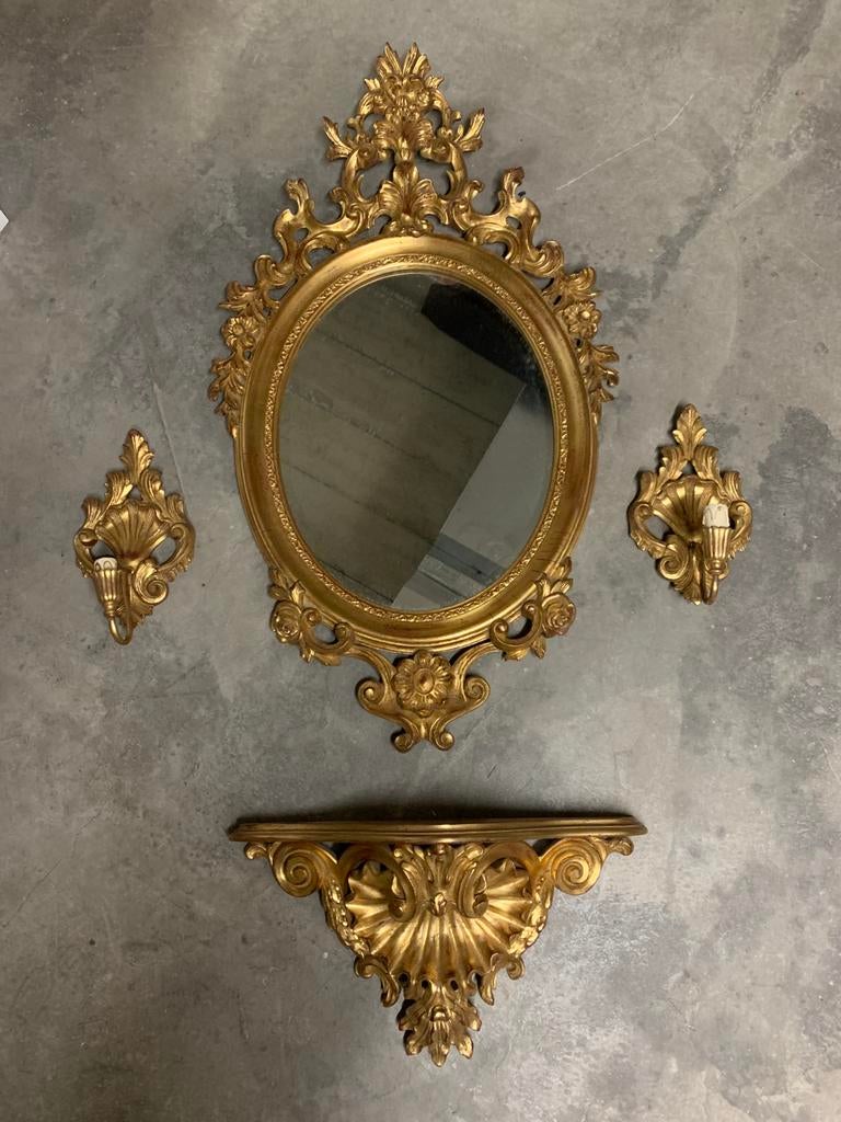 Miroir ancien avec console, Enlèvement, Ovale, 50 à 100 cm, Moins de 100 cm