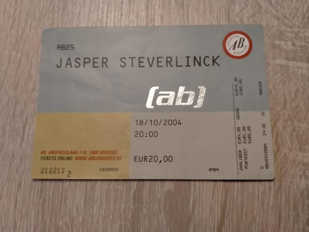 Jasper Steverlinck AB concertticket (Brussel) 2004, Ophalen, Gebruikt, Overige typen