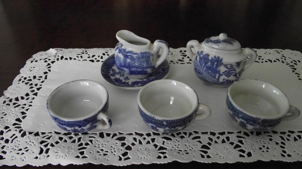 setje mini blauw aardewerk, Ophalen of Verzenden