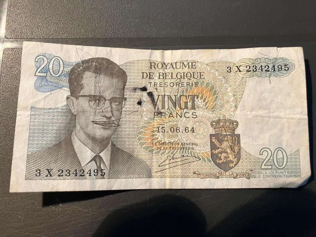 Bankbiljet 20 frank 1964, Postzegels en Munten, Ophalen of Verzenden