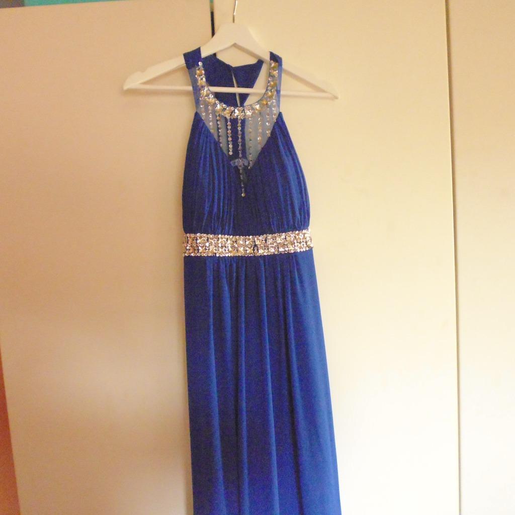 Blauwe galajurk weinig gedragen smal, Robe de gala, Enlèvement ou Envoi, Taille 36 (S), Porté