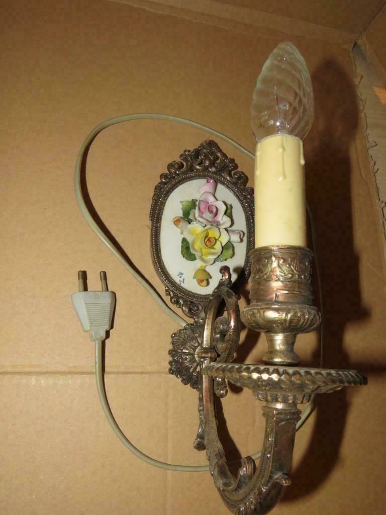 Wandlamp Capodimonte - Messing, Porselein, Enlèvement ou Envoi, Utilisé, Autres matériaux, Capodimonte