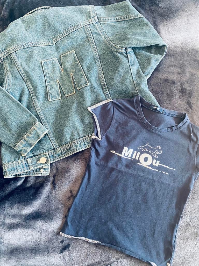 Veste en jean et t-shirt taille 104, Enlèvement ou Envoi, Manteau