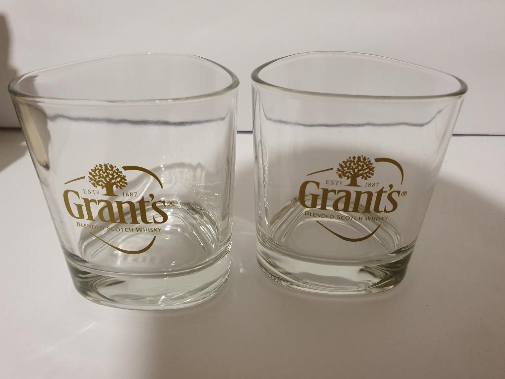 2 whisky glazen Grants, Verzamelen, Glas en Drinkglazen, Ophalen, Zo goed als nieuw, Borrel- of Shotglas