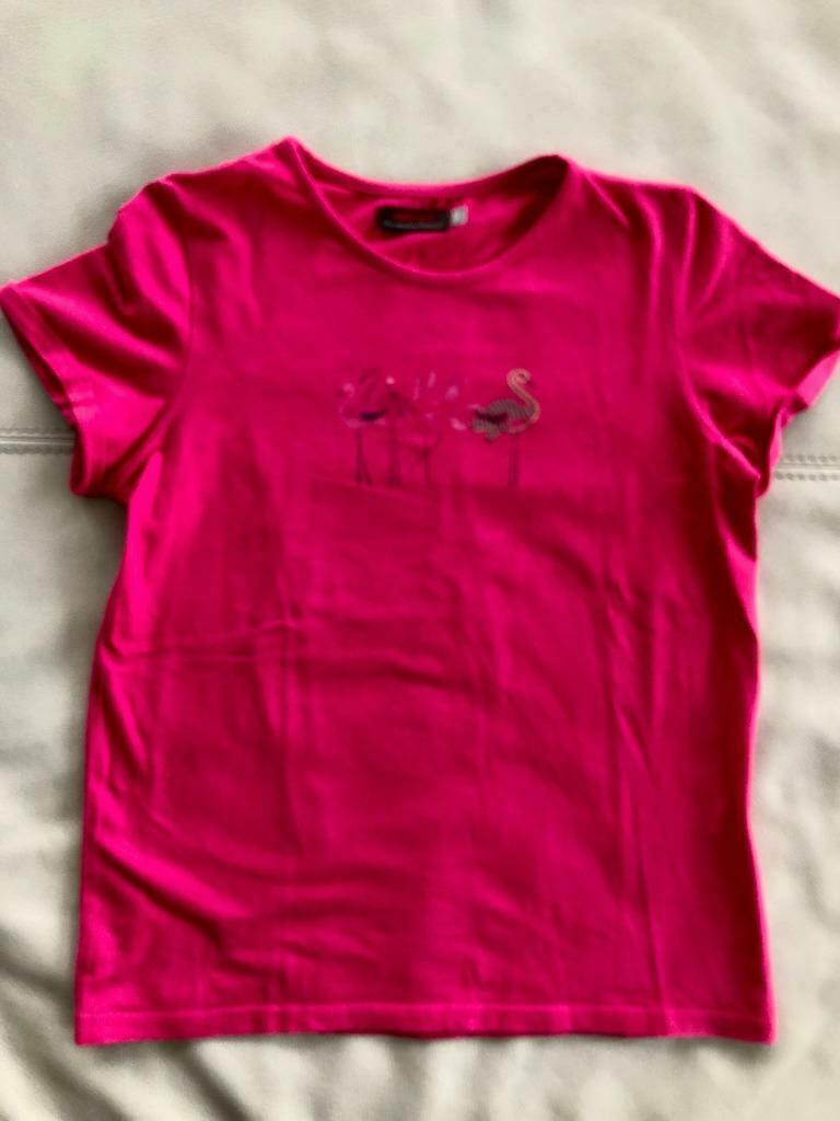 Fuschia T-shirt met flamingo's Catimini - maat 12 jaar, Kinderen en Baby's, Catimini, Zo goed als nieuw, Shirt of Longsleeve, Verzenden