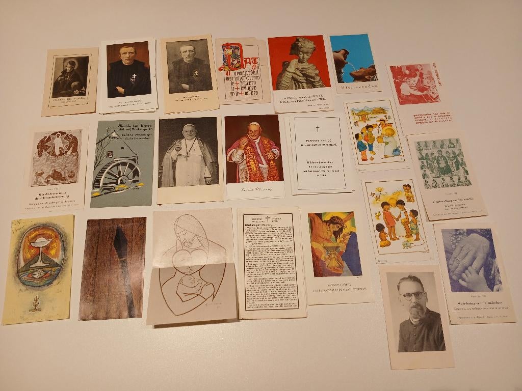 lot religieuze bidprentjes/paus, missionaris,priester, ...., Verzamelen, Ophalen of Verzenden, Gebruikt, Kaart of Prent, Christendom | Katholiek