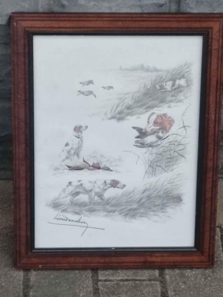 Lithographie signe Léon danchin, Ophalen of Verzenden