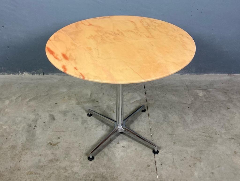 Vintage retro marmer chroom rond tafel mid century, Ophalen, Zo goed als nieuw, Rond, Overige materialen