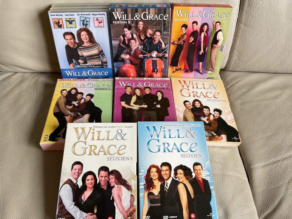 DVD’s Will & Grace seizoen 1-8 tv-serie, Tous les âges, Enlèvement ou Envoi, Utilisé