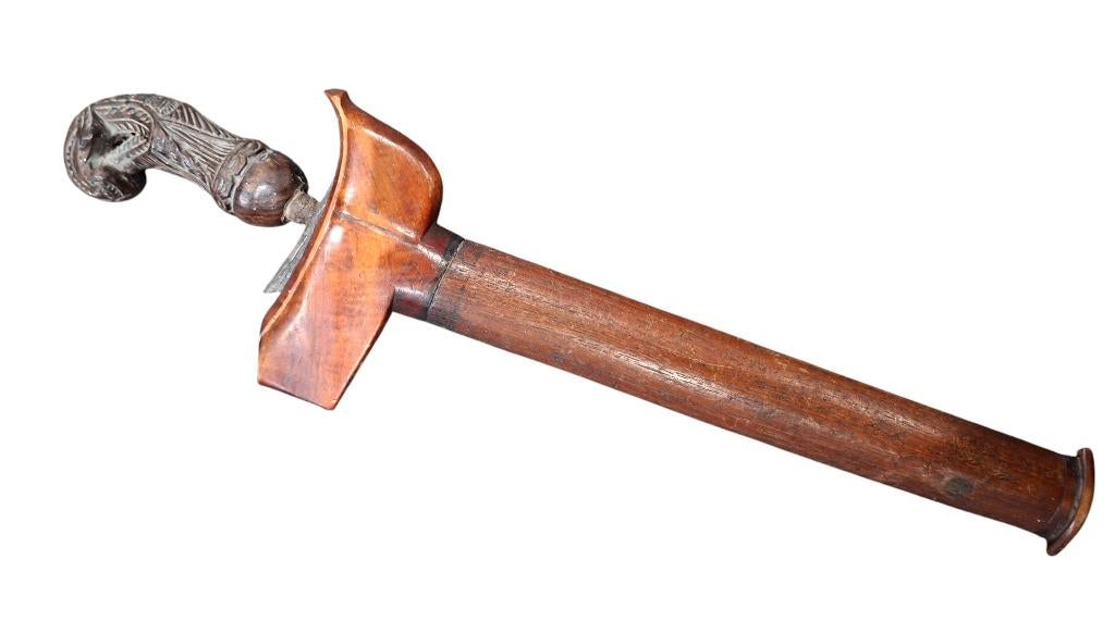 Antieke Sumatraanse kris met Madurese greep – 19e eeuw, Antiek en Kunst, Ophalen of Verzenden
