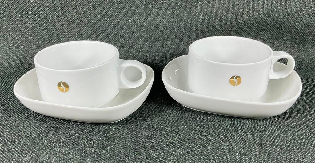SABENA set kopjes dienbordjes first class goud S design 70s, Verzamelen, Sabenasouvenirs, Info@sabena.com, 1 t/m 20, Sabena, Nieuw