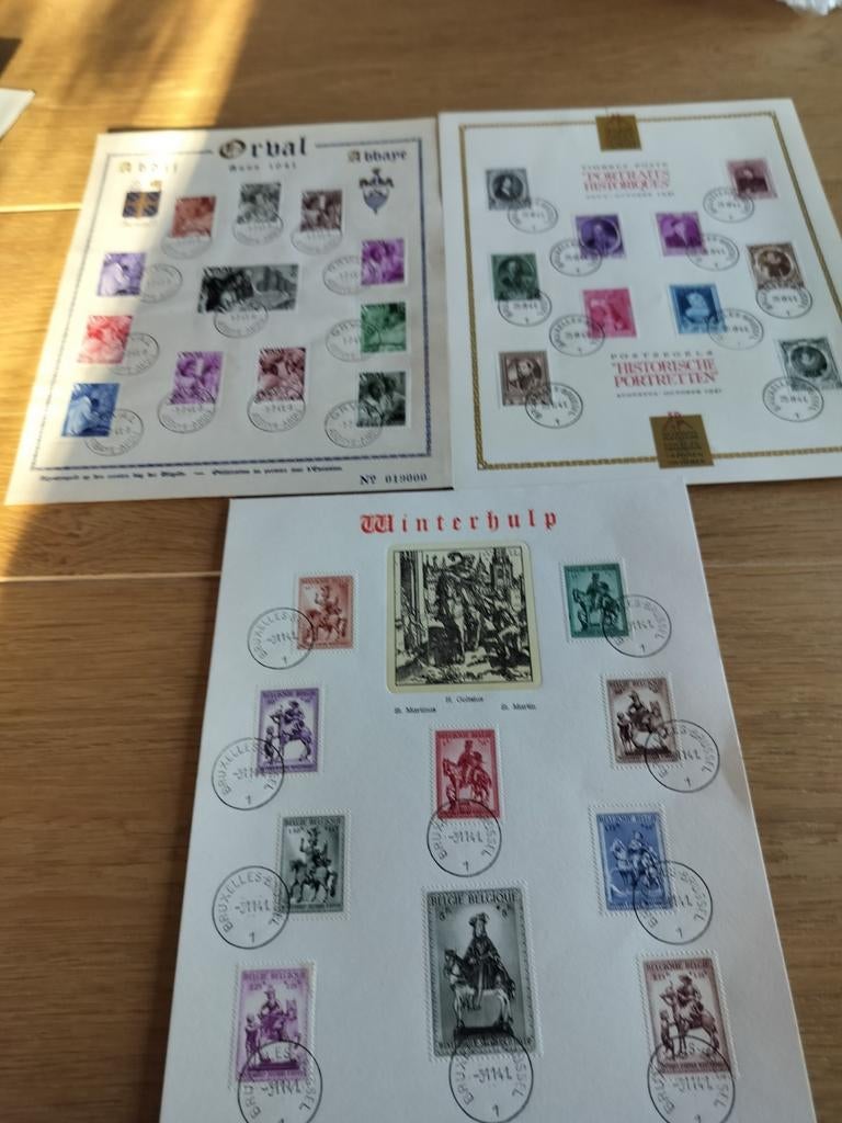 3 officiële herdenkingsbladen uit 1941, Postzegels en Munten, Ophalen of Verzenden, Gestempeld