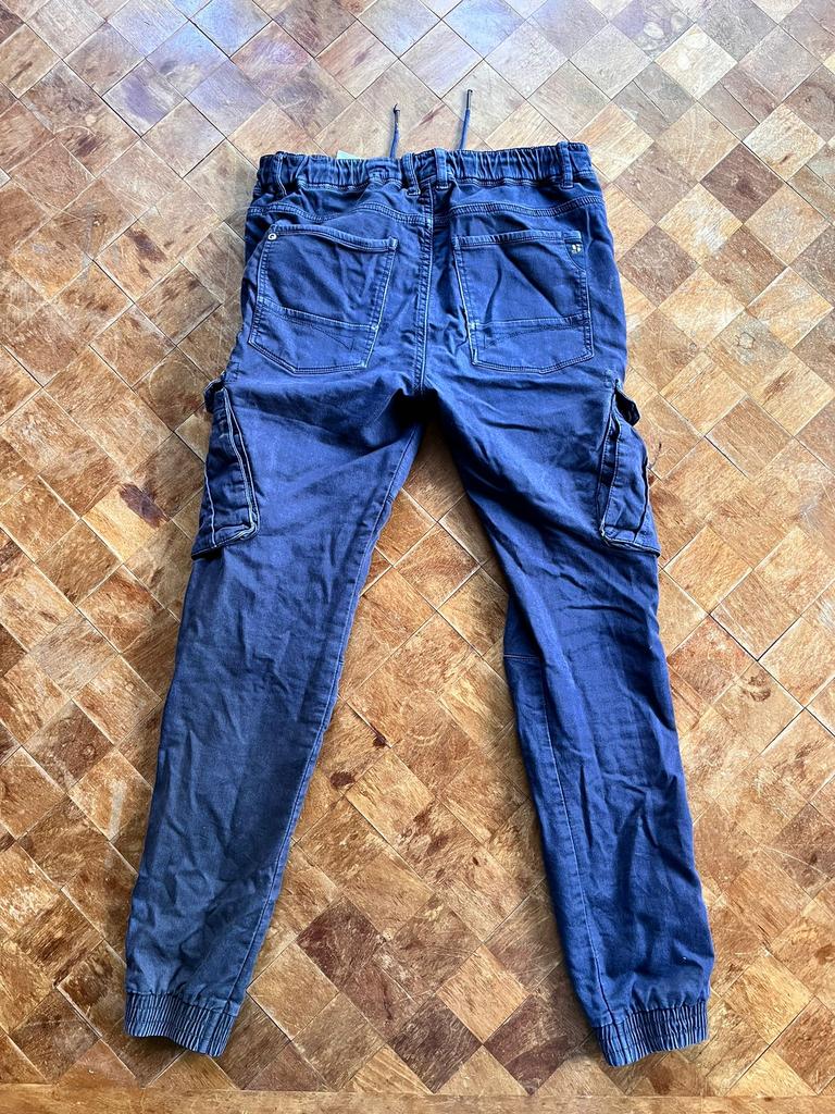 Blauwe jongensbroek,GarciaJeans, regular fit,164cm,gebruikt, Jongen, Broek