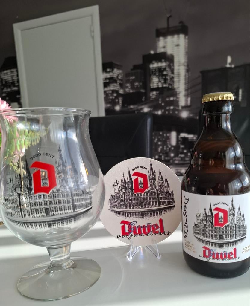 Duvel "Gent" Glas+flesje+bierkaartje, Verzamelen, Ophalen, Zo goed als nieuw, Duvel