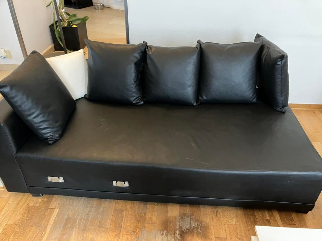 Lederlook zwart hoeksalon tweezit en 2 eenzit, Huis en Inrichting, Ophalen, Overige materialen, Gebruikt, 75 tot 100 cm