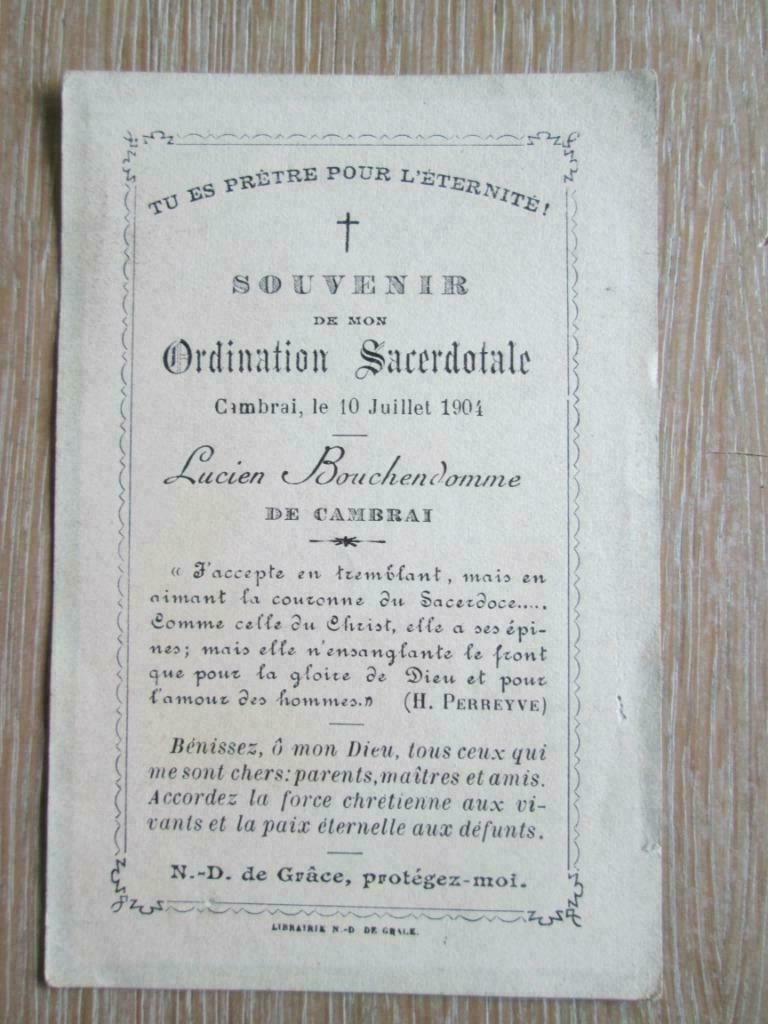 Oud bidprentje uit Cambrai (1904), Envoi, Image pieuse