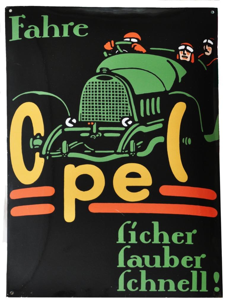 Bouclier lourd en émail   Opel 60 x 40 cm, Enlèvement ou Envoi, Utilisé, Voitures