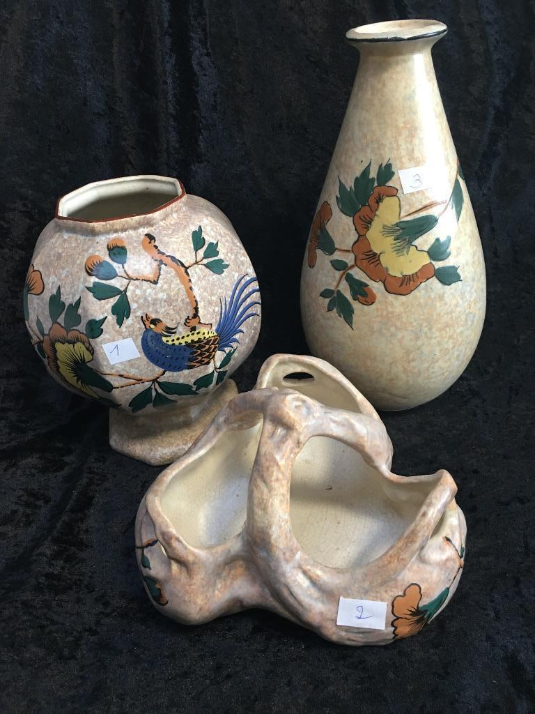 3 antieke Art Nouveau vazen in ontwerp van Antoine Dubois, Antiquités & Art, Antiquités | Céramique & Poterie, Enlèvement ou Envoi