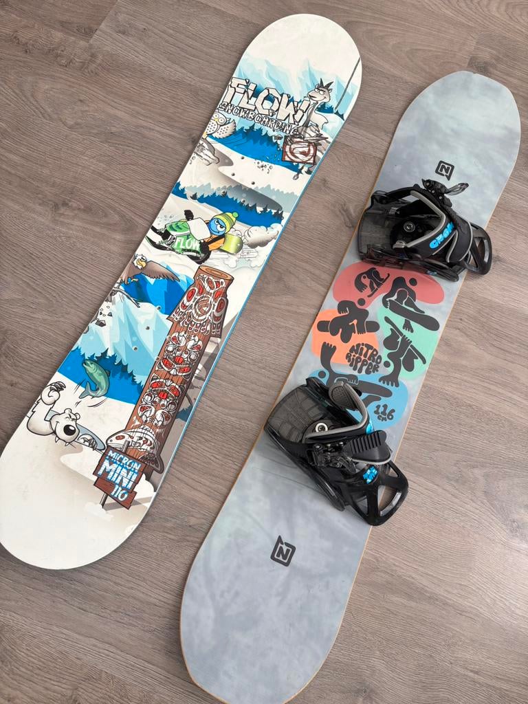 snowboard pour enfants (nitro116cm et flow110cm), Enlèvement, Comme neuf, Planche
