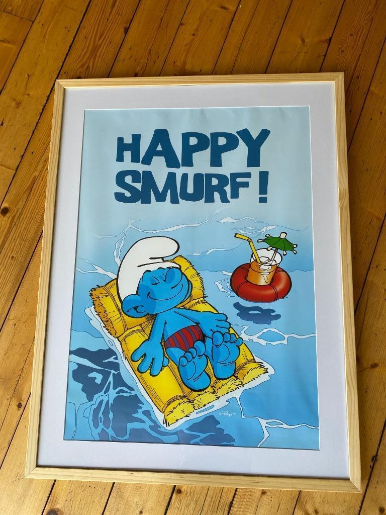 ingekaderde poster smurf, Verzamelen, Ophalen, Nieuw, Overige Smurfen, Poppetje, Figuurtje of Knuffel