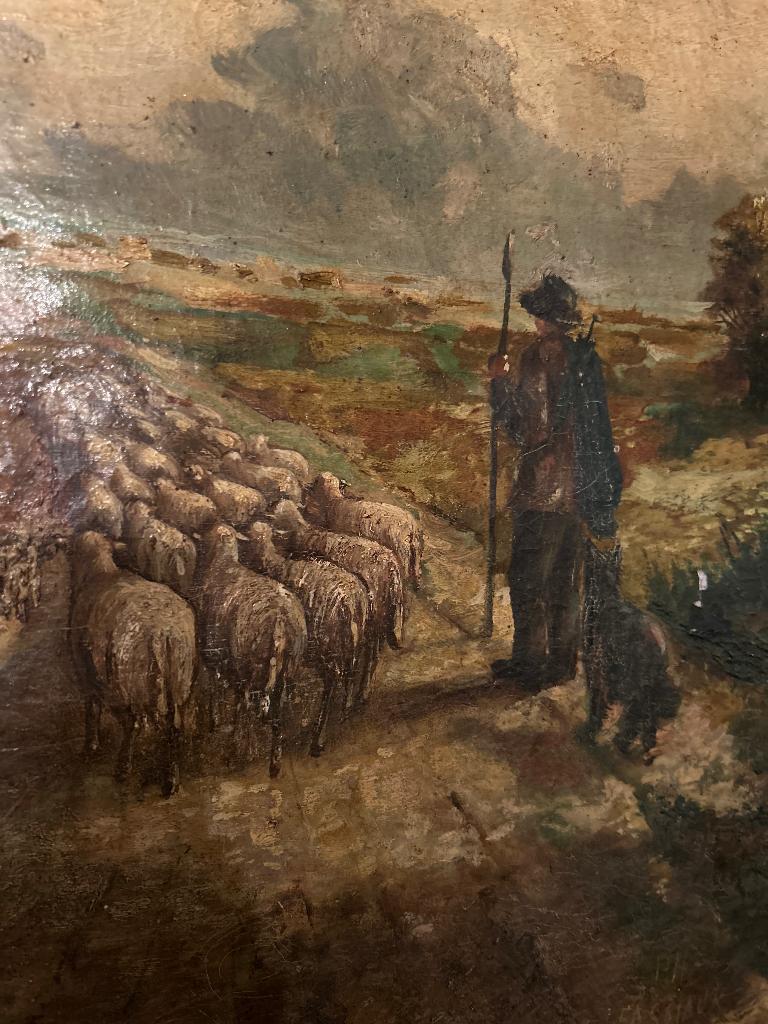 Peinture ancienne avec une scène de berger, Enlèvement