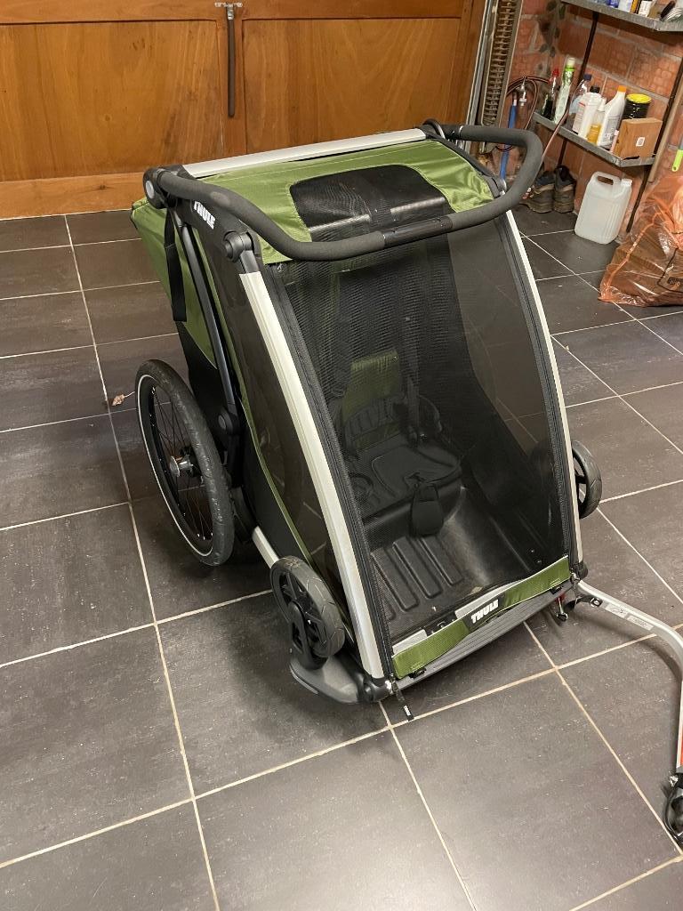 Thule Chariot Cab 2 - Fietskar - Cypres Green, Fietsen en Brommers, Ophalen, Opvouwbaar, Zo goed als nieuw, Thule