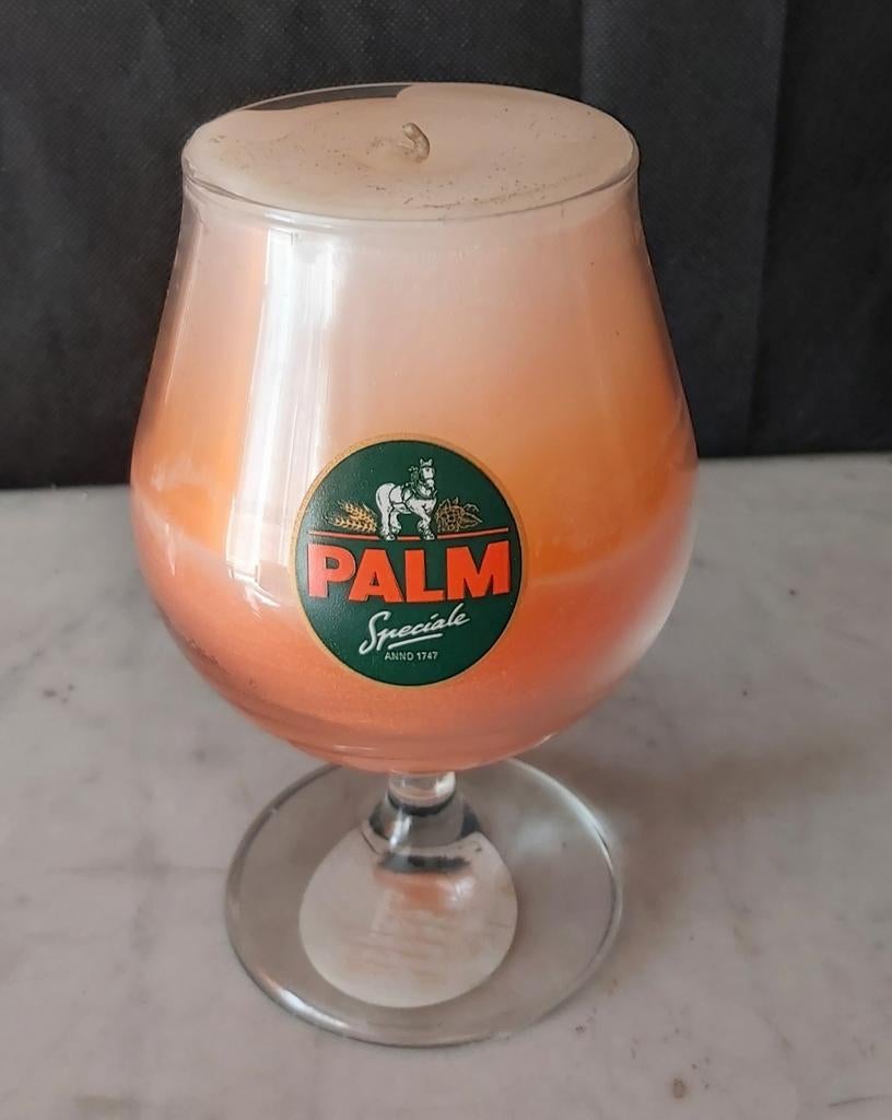 Palm bol glas met kaars, Enlèvement ou Envoi, Comme neuf