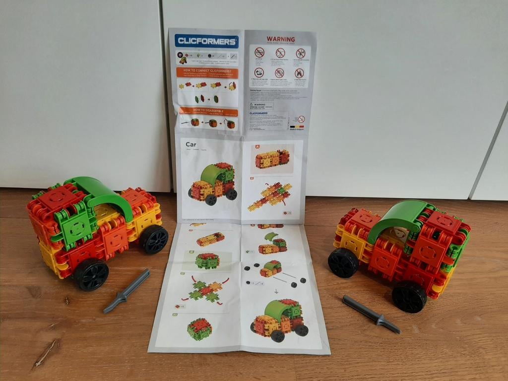 Clicformers auto (2x), Kinderen en Baby's, Speelgoed | Bouwstenen, Ophalen, Zo goed als nieuw