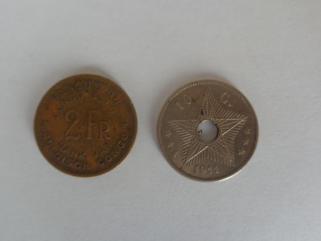 2 anciennes pièces de monnaie du Congo belge, Timbres & Monnaies, Monnaies | Belgique, Enlèvement