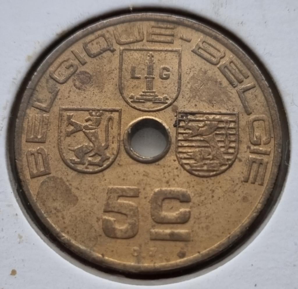 Proefslag 5 Cent 1938 Fr./Vl. Leopold III, Postzegels en Munten, Ophalen of Verzenden, Overig, Losse munt