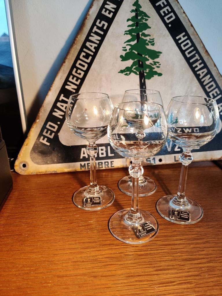 4 kristallen aperitiefglazen van het merk Spiegelau, Ophalen of Verzenden
