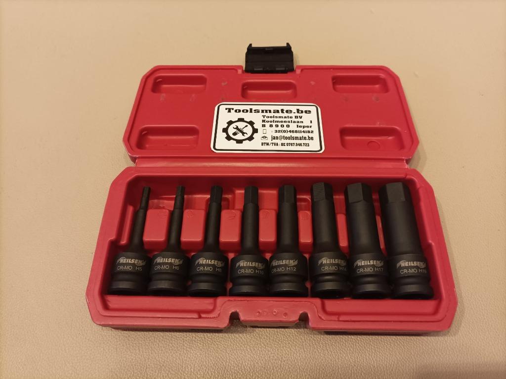 1/2" impact doppenset inbus H5 - H19 Chroom Molybdeen doppen, Auto diversen, Autogereedschap, Verzenden, Nieuw