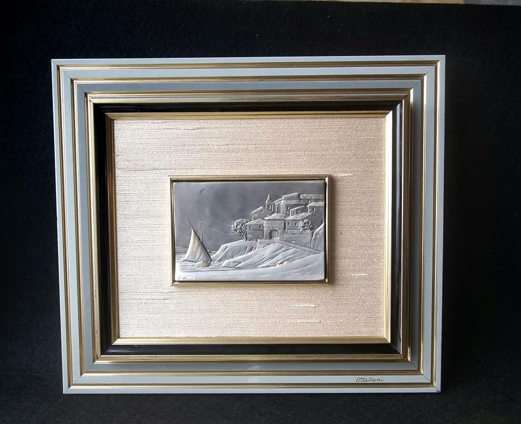 Panneau en relief et argent massif 925, Italie, 1970-1980, Envoi