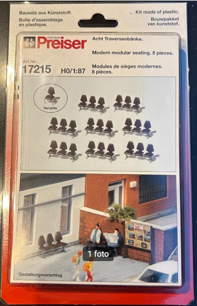 Preiser 17215 HO zitbankjes nieuw, Hobby en Vrije tijd, Ophalen of Verzenden, Nieuw