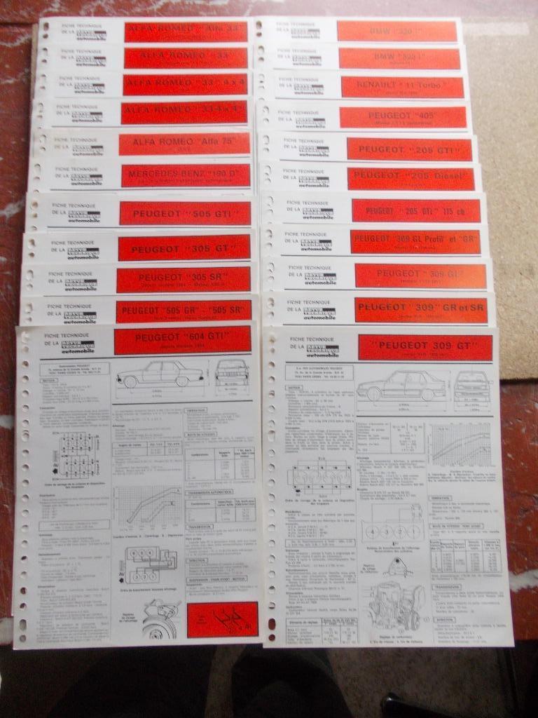 LOT DE +- 100 FICHES TECHNIQUES RTA AUTO, Enlèvement ou Envoi