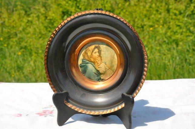 assiette murale en cuivre image religieuse