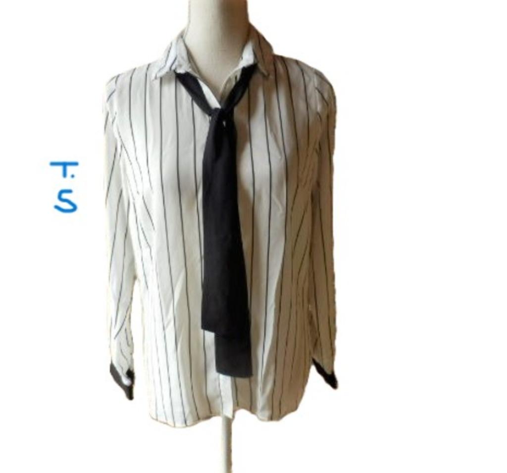 (42) -chemisier femme t.S blanc noir - primark -, Enlèvement ou Envoi, Primark, Taille 36 (S), Comme neuf