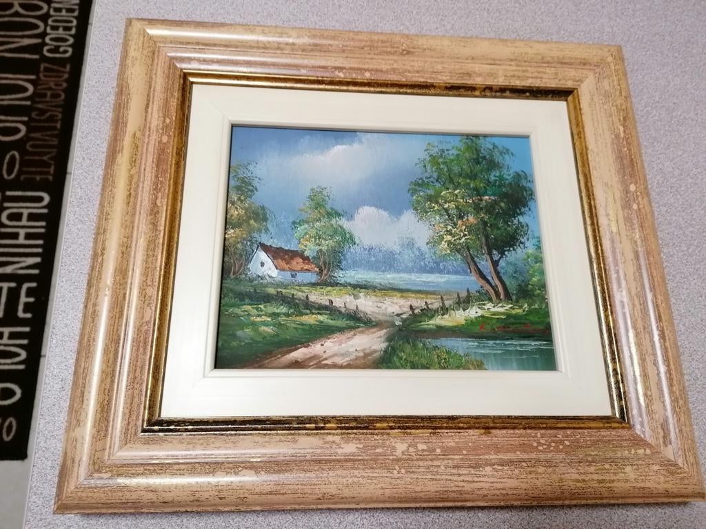 Mooi schilderij van K Wouters 40 x 35 kader en doek, Enlèvement