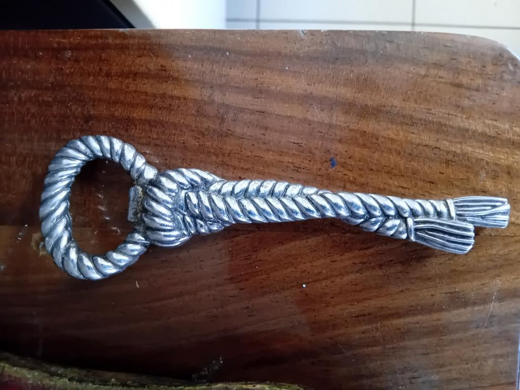 Touwvormige flesopener, verzilverd, Ophalen of Verzenden, Gebruikt, Flesopener