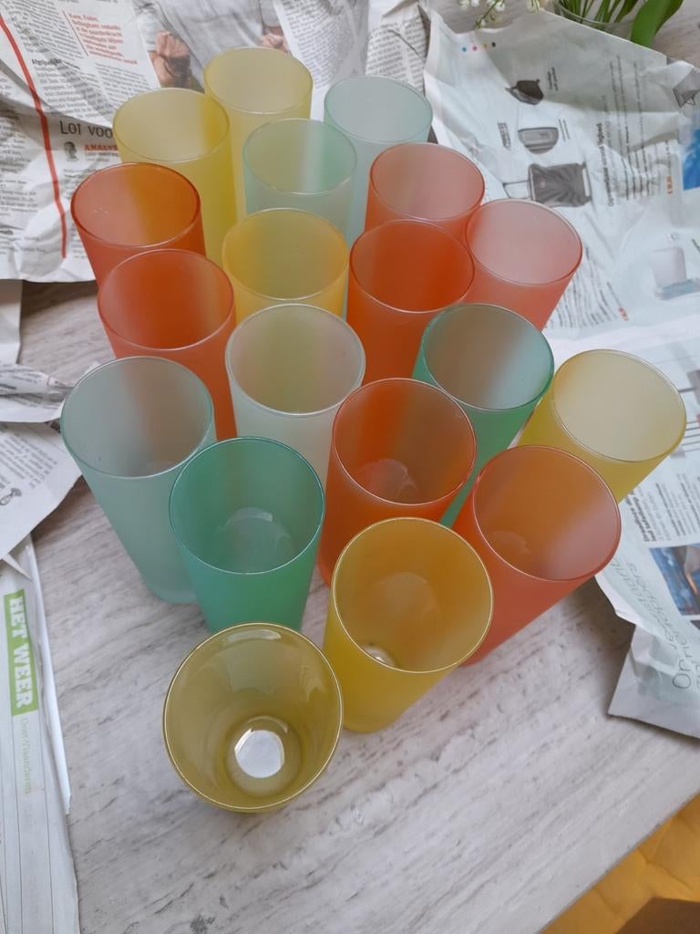 Lot de verres longdrink (18) 80's, Enlèvement ou Envoi, Utilisé, Autres types