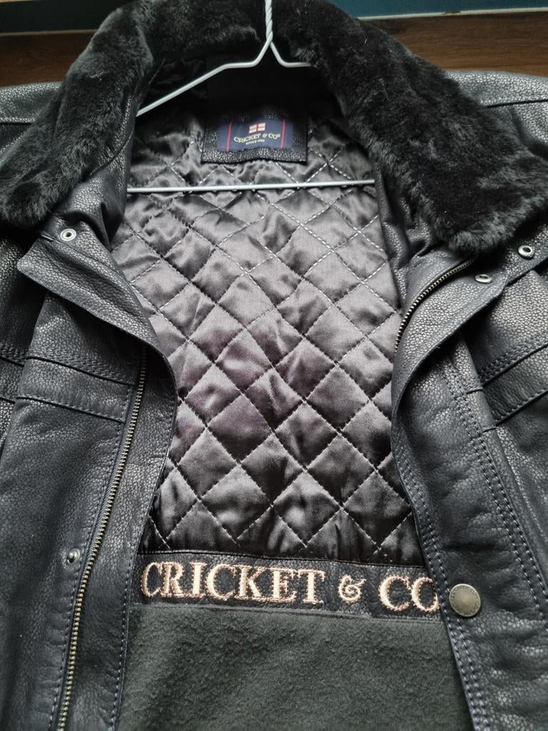 Veste en cuir d'agneau cricket - col fourrure  ! T:56, Enlèvement