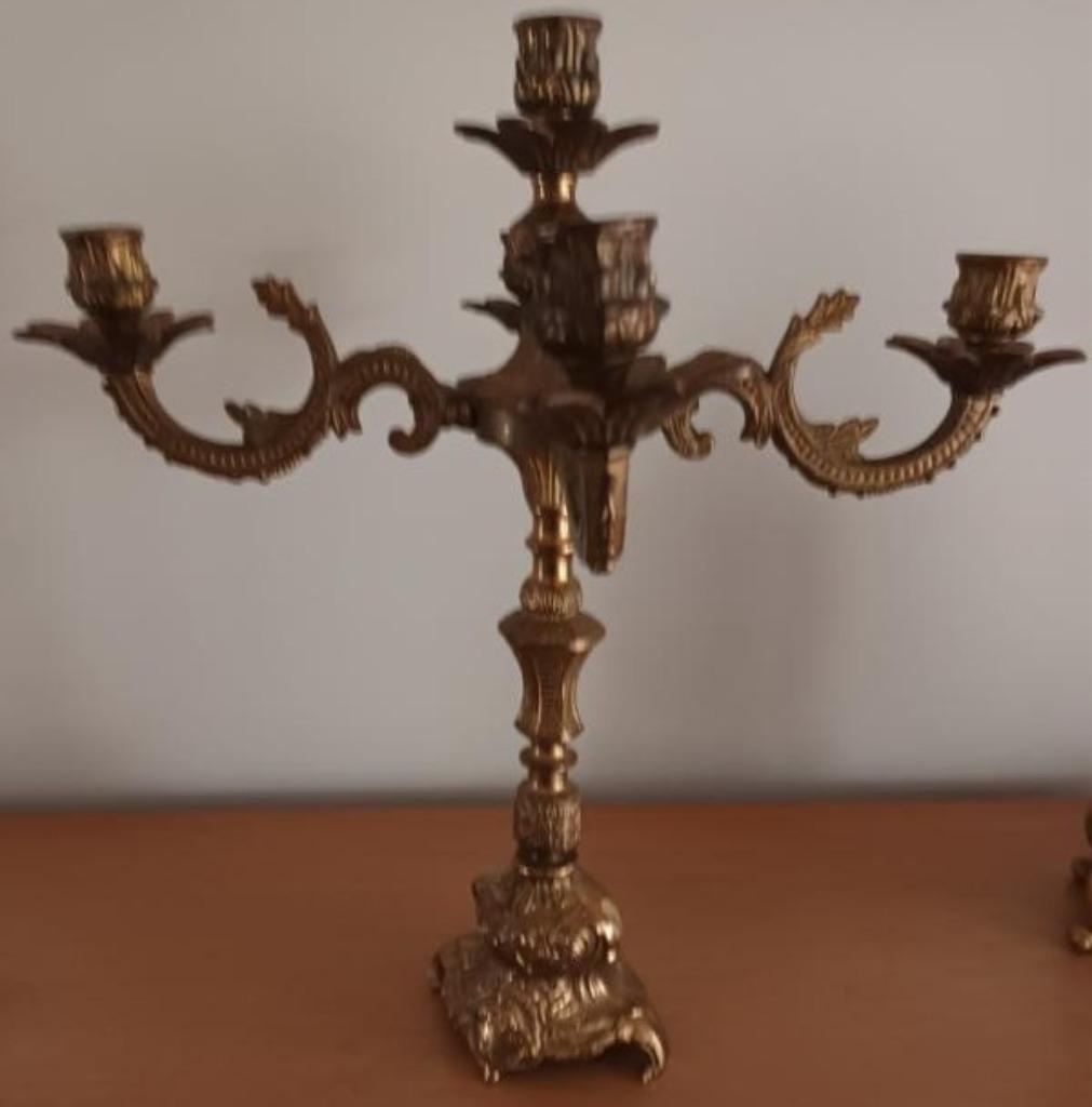 ANTIEKE KANDELAAR - VOLLEDIG IN GEEL KOPER, Ophalen of Verzenden, Koper