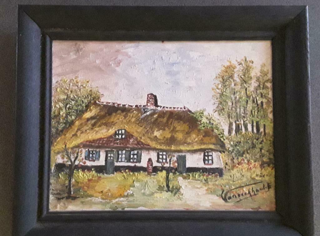 schilderij boerderij door Fr. Van Eeckhout, Antiek en Kunst, Kunst | Schilderijen | Klassiek, Ophalen of Verzenden