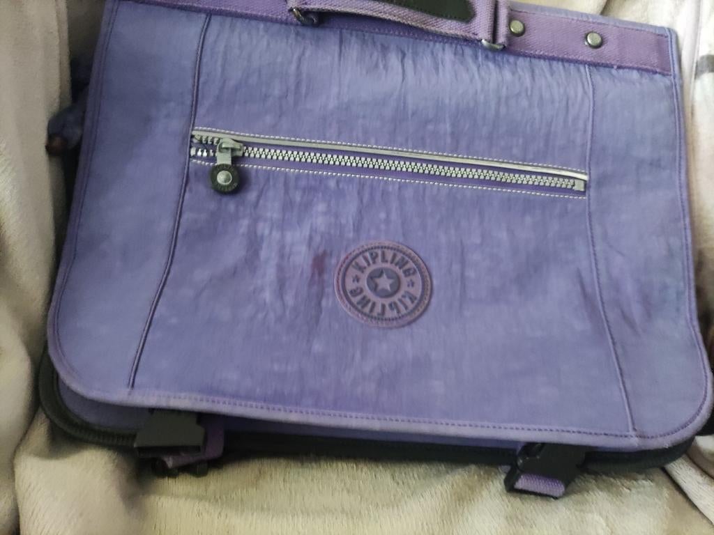 Kipling boekentas/schoudertas, groot, paars, met aapje, Ophalen of Verzenden, Gebruikt