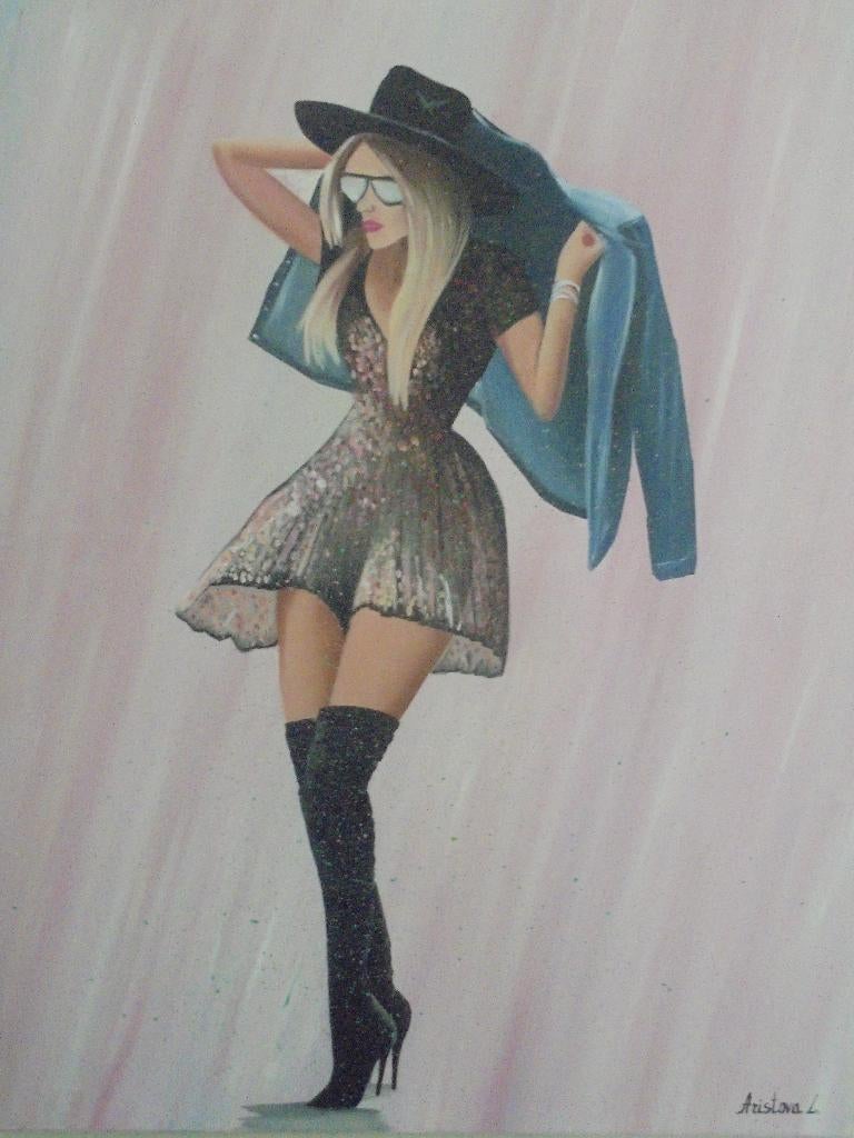 peinture à l'huile Glitter (60x80 cm), Enlèvement ou Envoi