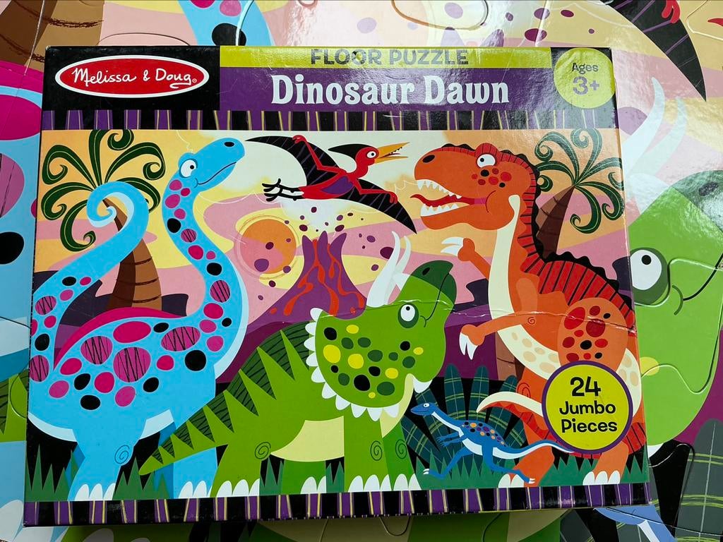 Floor Puzzle Dinosaur Dawn jumbo 24pcs +3ans, Enlèvement, 10 à 50 pièces, Comme neuf, 2 à 4 ans