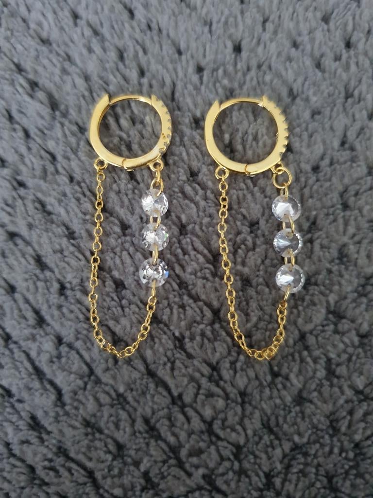 Nieuwe vergulde zilveren oorbellen, Bijoux, Sacs & Beauté, Boucles d'oreilles, Neuf, Enlèvement ou Envoi, Or, Avec cristal