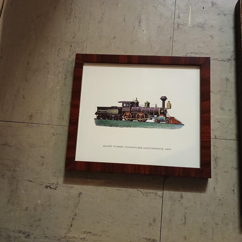 Kader met afbeelding van oude locomotief, Antiek en Kunst, Ophalen